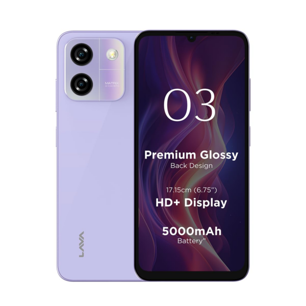 Lava O3 (Glossy Lavender, 4 GB RAM, 64 GB Storage)