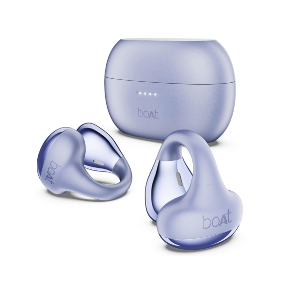 boAt Newly Launched Airdopes Loop OWS Earbuds w/Clip-On Fit, Air Conduction Tech, 50HRS Battery (Lavender Mist)