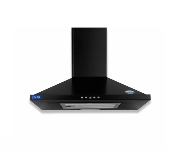 Glen 60cm 1000 m3/h Pyramid Wall Mounted Chimney (Aqua, Baffle Filters, Push Button Control, Black)