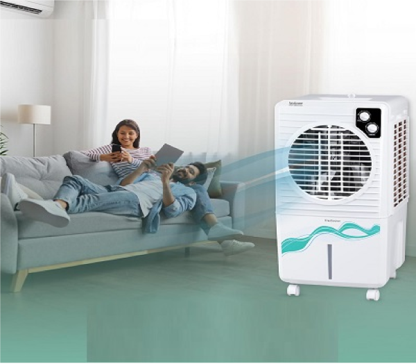 Hindware Smart Appliances | Frostwave 38L Personal Air cooler | Fan Based | 12″ Fan Blade and Ice Chamber | White & Grey - Image 3