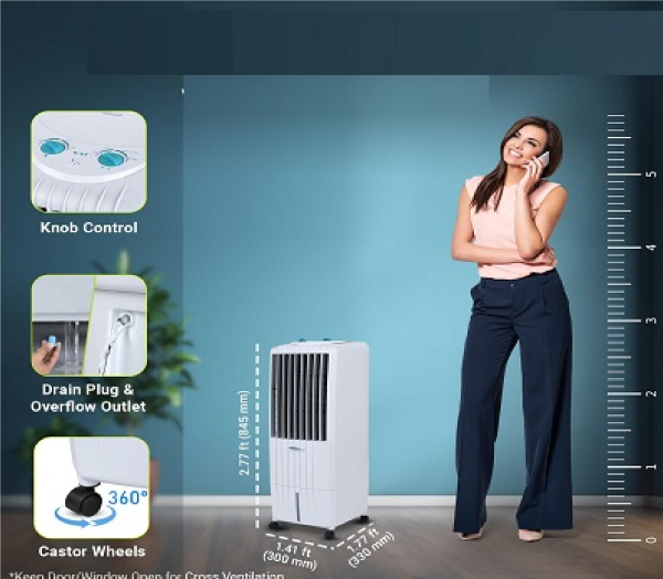 Symphony Diet 12T Personal Tower Air Cooler for Home with Honeycomb Pad, Powerful Blower - Image 3